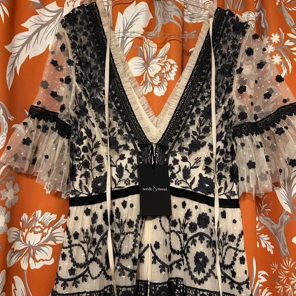 Needle & Thread Black and Cream Floral Maxi Dress - Picture 8 of 12